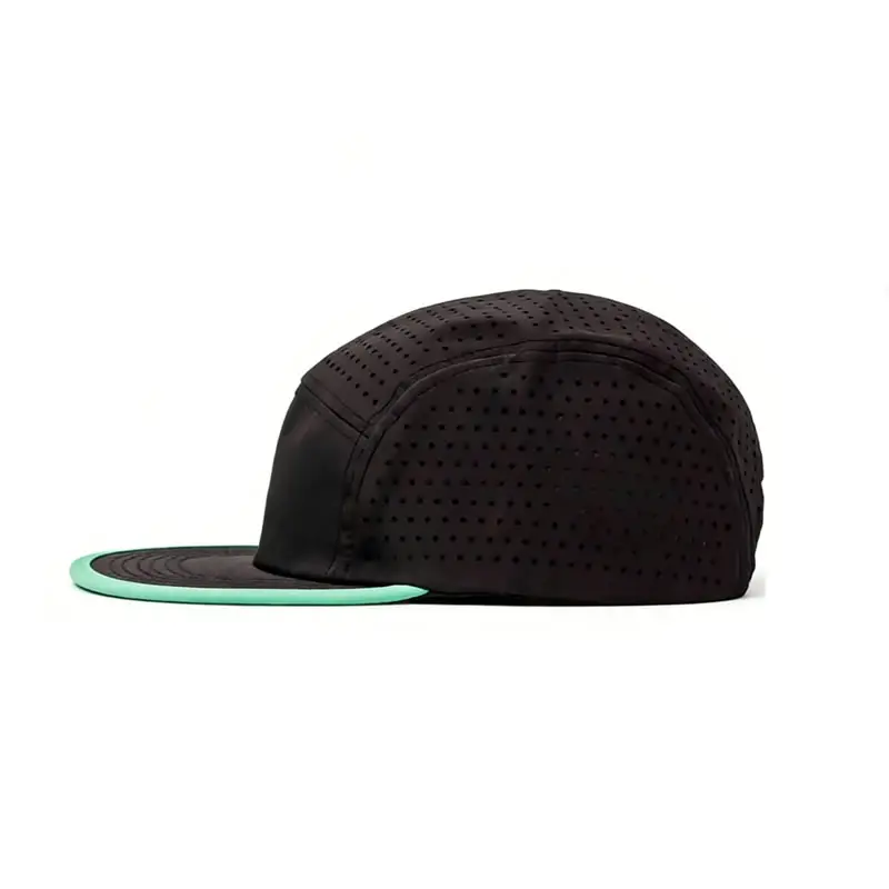 Black & Mint Perforated Sports Camp Cap Breathable Adjustable